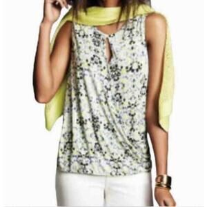 2/$15 Cabi Mosaic Crossover Faux Wrap Top Yellow Sleeveless Size M